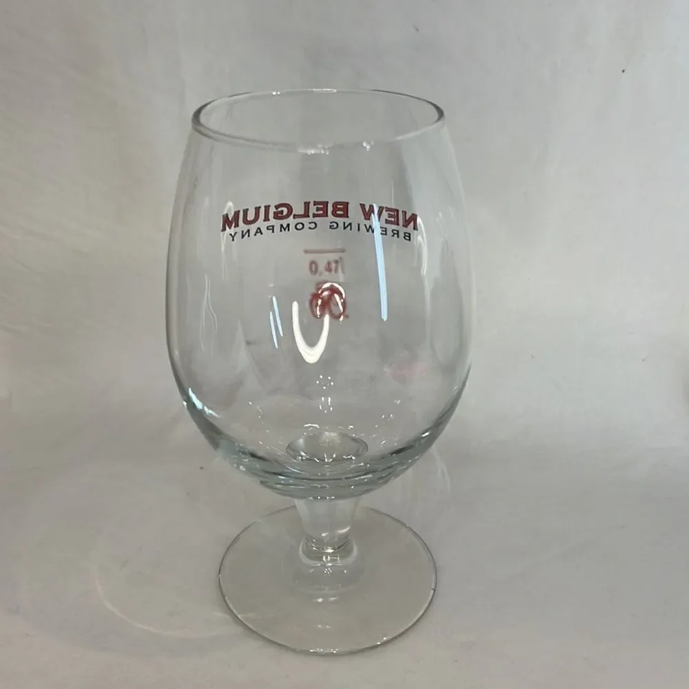 New Belgium Brewing Company Beer Glass 18 Oz 6 1/4 In Tall 2 1/2 In Round Red